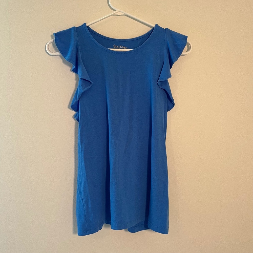 Lilly Pulitzer Blue Ruffle Tank